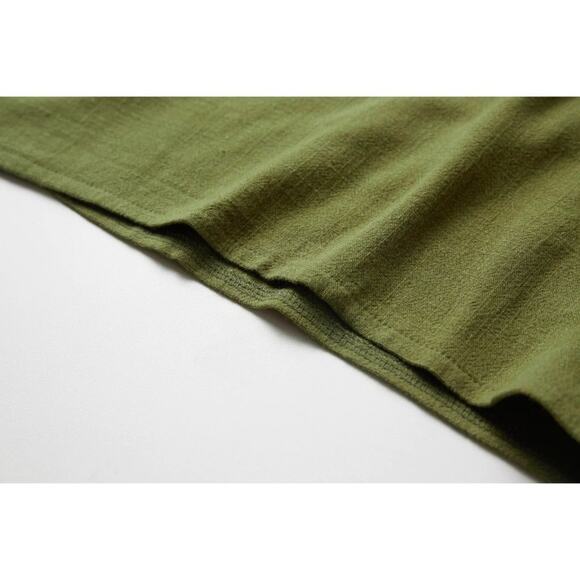 NEW Linen Soft Cotton Kaftan Short Sleeve Loose Casual Maxi Dress M Army Green - Picture 10 of 12